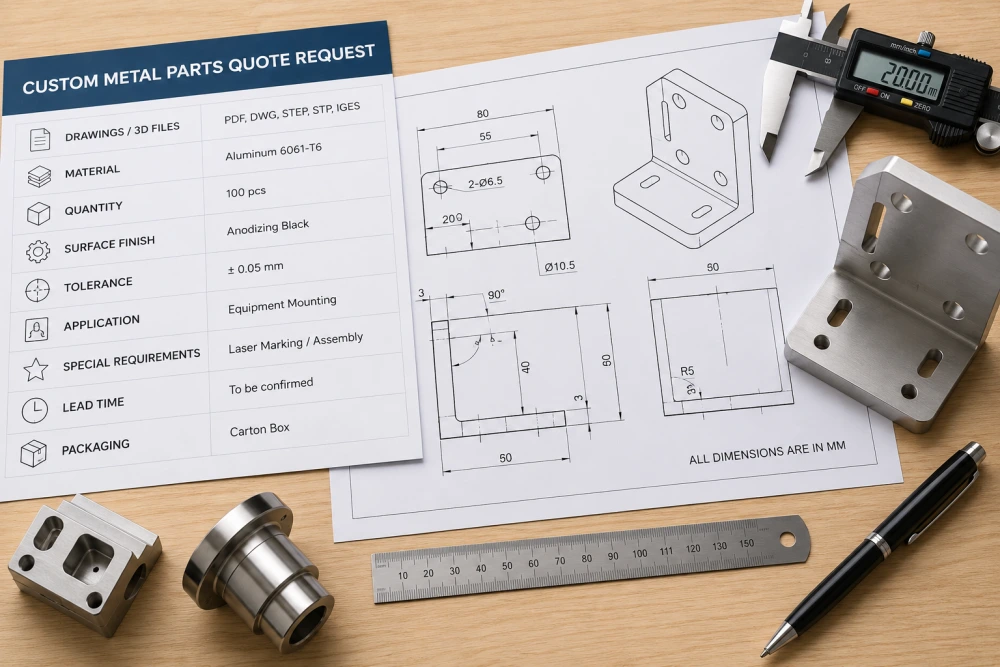 quote information for custom metal parts